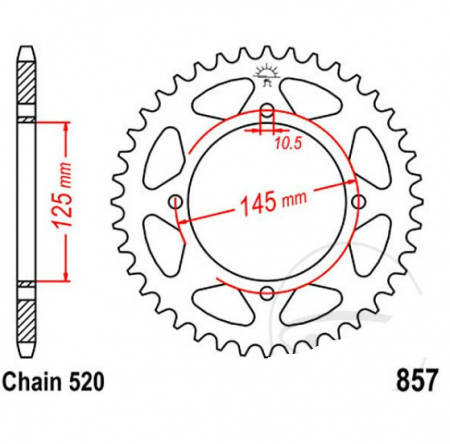 PINION SPATE YAMAHA SRV,TT,XT,XTZ,XV,XVS 125-250-550-600-660 / MZ BAGHIRA,MASTIFF 660 [1]