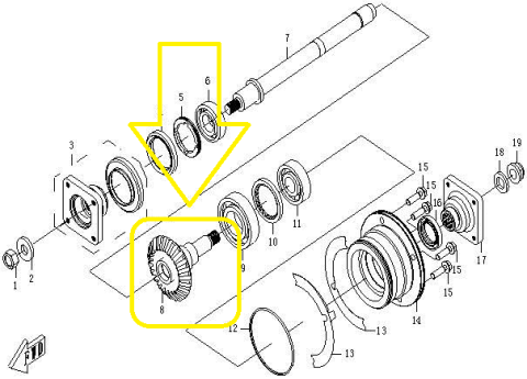 PINION TRANSMISIE CUTIE CFMOTO ATV/SSV/UTV 500,625 2007-2015 / LINHAI 500 , M550 , M570 [3]