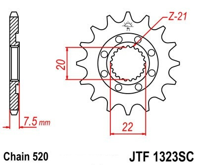 PINION FATA HONDA CR125R '04 -'07, CRF 250R / X '04 -'18 PAS LANT 520 [1]