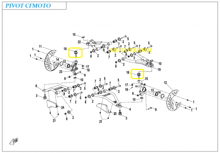 PIVOT SUPERIOR CFMOTO ATV 400/450/500/520/600/625/800/820/850/1000 07-24 OEM [6]