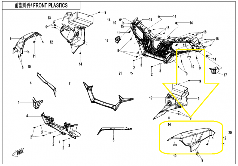 PLASTIC CARENA FATA STANGA CFMOTO CFORCE 600 / 625 2020-2025 [2]