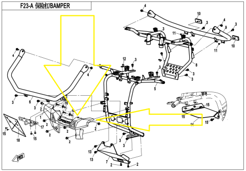 PLASTIC ORNAMENT BULLBAR FATA CFMOTO CFORCE 800 X8 , TERRALANDER 800 , CFORCE 820LE 2015-2019 [1]