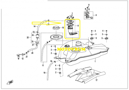 POMPA BENZINA COMPLETA CFMOTO 400 / 450 / 500 / 520 / 550 / 600 / 625 INJECTIE  2013=>2024 [2]