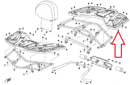 PLASTIC PORTBAGAJ FATA-SPATE CFMOTO CFORCE 400/450/520/550 2015-2022 [3]