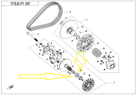 SCAUN ARC VARIATOR PRINCIPAL CFMOTO 400/450/520/550/625/850/1000 ATV / SSV / UTV 2016-2024 [2]