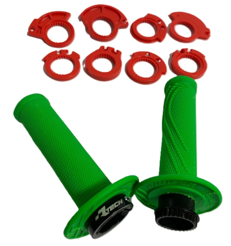 Motociclete (Piese) - SET MANSOANE RACETECH VERDE NEON+8 ADAPTOARE  (22 + 25MM)