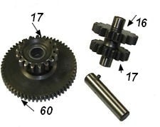 Piese scuter - SET PINIOANE REDUCTIE ELECTROMOTOR 17/60+17/16 DINTI PT ELECTROMOTOR CU 11 DINTI MOTOR CHINEZESC CG