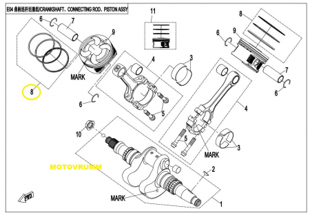 SET SEGMENTI CFMOTO 600 / 625 X6  96MM 2011-2016 [1]