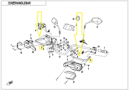 SUPORT HANDGUARD CFMOTO STANGA / DREAPTA  (ALUMINIU) [2]