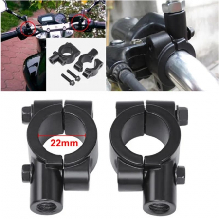 Accesorii Moto - SET SUPORT OGLINZI CU PRINDERE PE GHIDON UNIVERSALE FILET M10 / M8