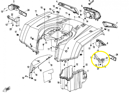 SUPORT PLASTIC STANGA PENTRU OCHI PISICA SPATE CFMOTO 400 / 450 / 520 / 550 2016-2025 [2]