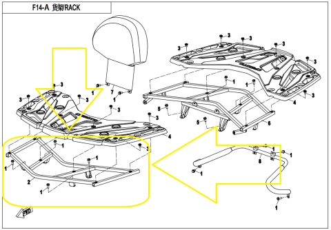 SUPORT PORTBAGAJ PLASTIC FATA CFMOTO CFORCE 520/550/600 2014-2020 [1]