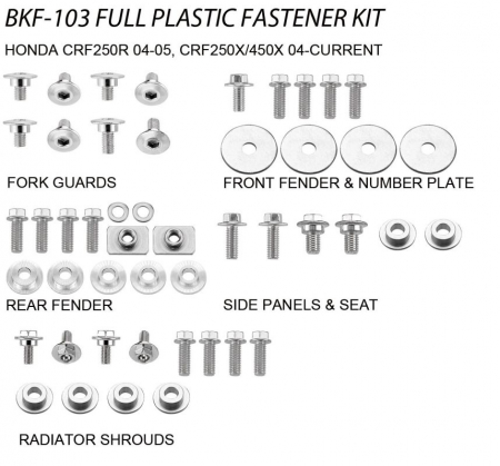 Accesorii - SURUBURI PRINS PLASTIC HONDA CRF 250R '04-05, CRF 250/450X '04-20
