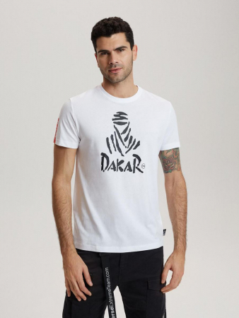 Tricou ALB imprimeu Negru DAKAR MARIMEA L [1]