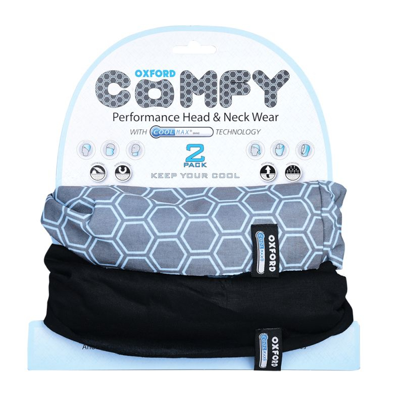 SET BANDANE MOTO MULTIFUNCTIONALE DE PUS PE CAP SAU LA GAT 3BUC SET NEGRU-GRI ALBASTRU