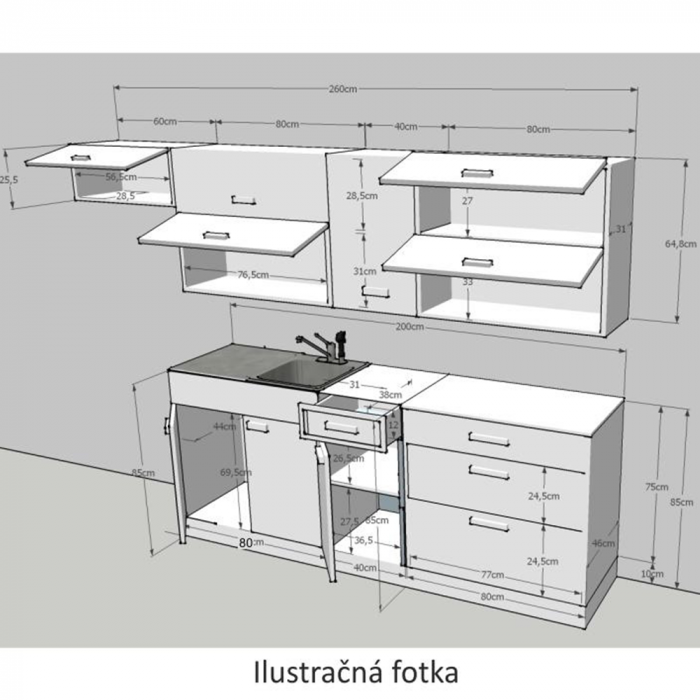 Mobilier de bucătărie, alb/wenge, JURA NEW B ZS 2,6m [2]