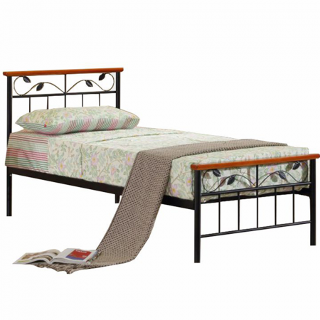 Cadru pat cu somieră lamelară, lemn cireş/metal, 90x200, MORENA [0]