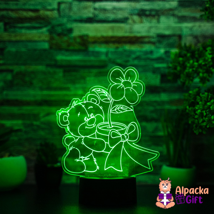 Lampă 3D Ursuleț cu Floare [3]