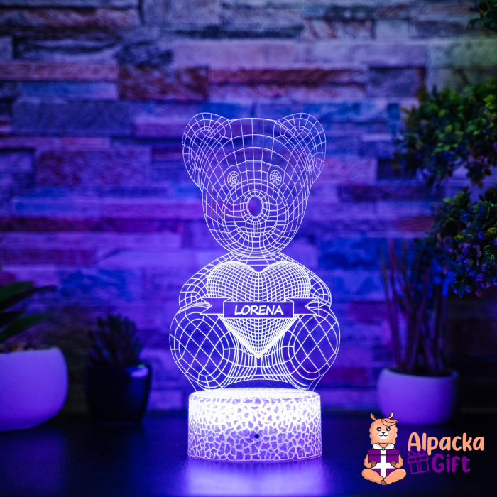 Lampă 3D Ursuleț cu Inimă 2 [2]
