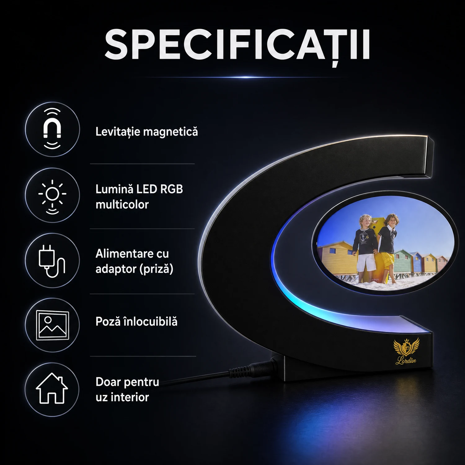 Lampă Foto Levitantă cu LED RGB Neagră Alpacka Gift [3]