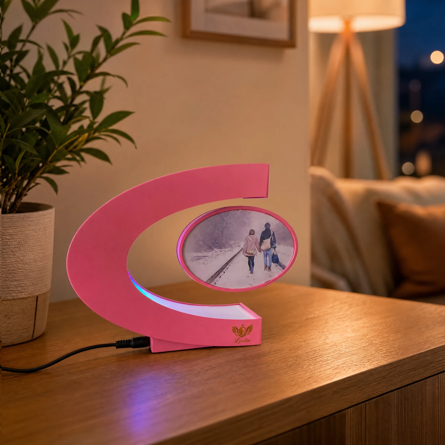 Lampă Foto Levitantă cu LED RGB Roz Alpacka Gift [4]