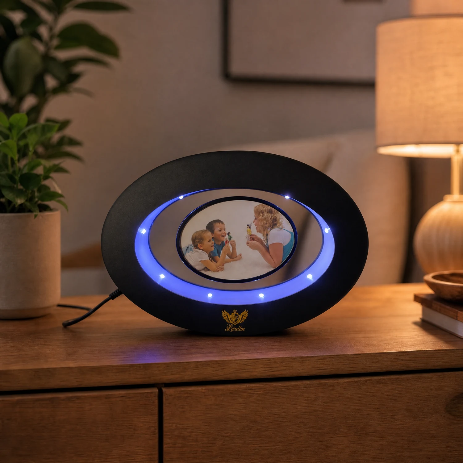 Lampă Foto Levitantă Ovală cu LED RGB Neagră Alpacka Gift [4]