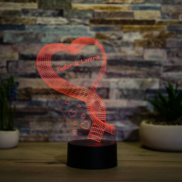 Lampă 3D Inimă Panglică [1]