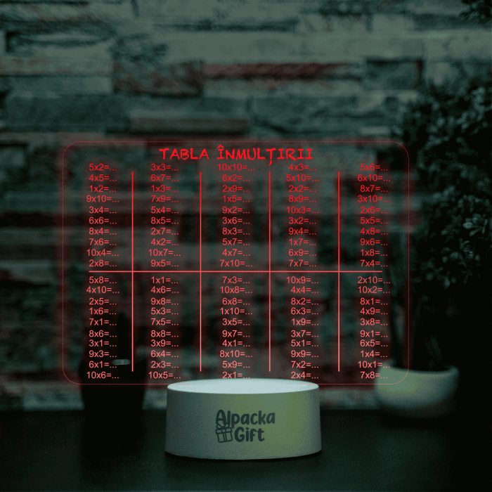 Lampă 3D Cariocă Luminoasă - Tabla Înmulțirii [4]