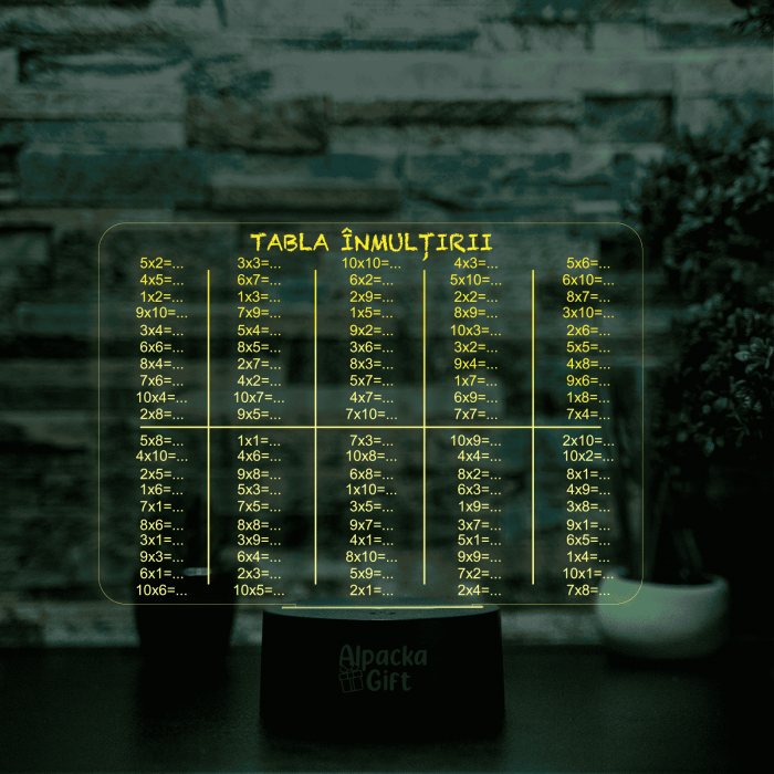 Lampă 3D Cariocă Luminoasă - Tabla Înmulțirii [2]