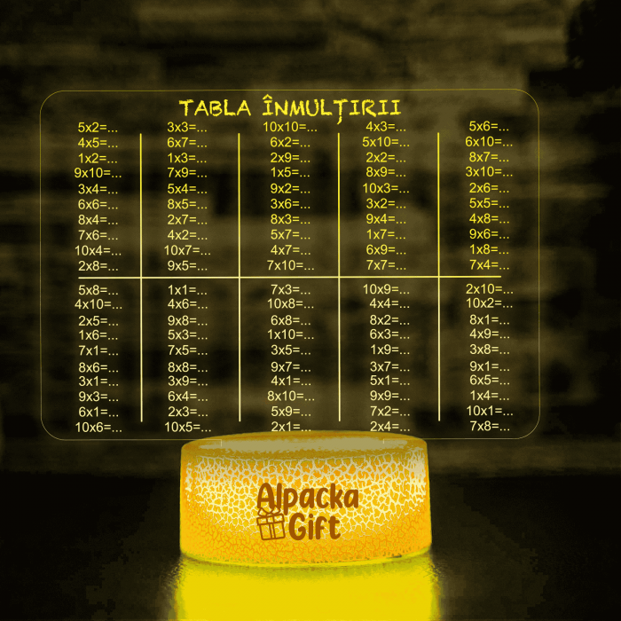 Lampă 3D Cariocă Luminoasă - Tabla Înmulțirii [3]