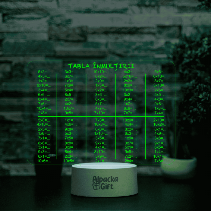 Lampă 3D Cariocă Luminoasă - Tabla Înmulțirii [5]