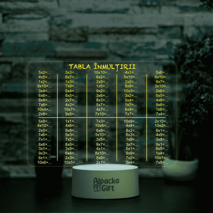 Lampă 3D Cariocă Luminoasă - Tabla Înmulțirii [2]