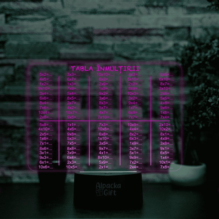 Lampă 3D Cariocă Luminoasă - Tabla Înmulțirii [3]