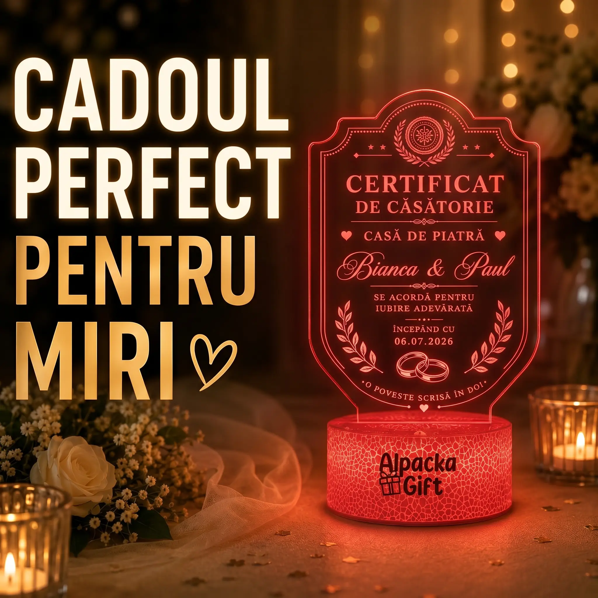 Lampă 3D Certificat de Căsătorie [2]
