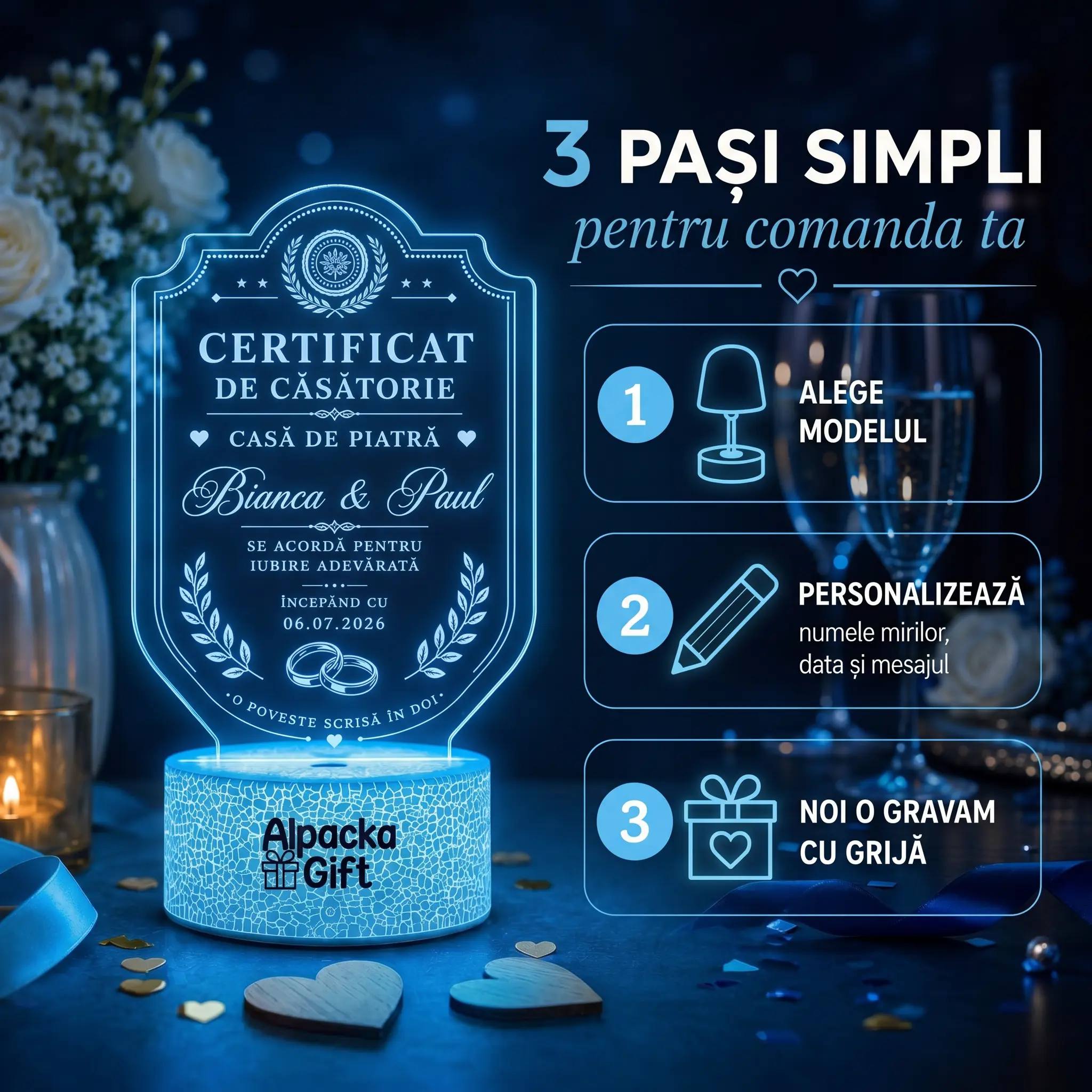 Lampă 3D Certificat de Căsătorie [4]
