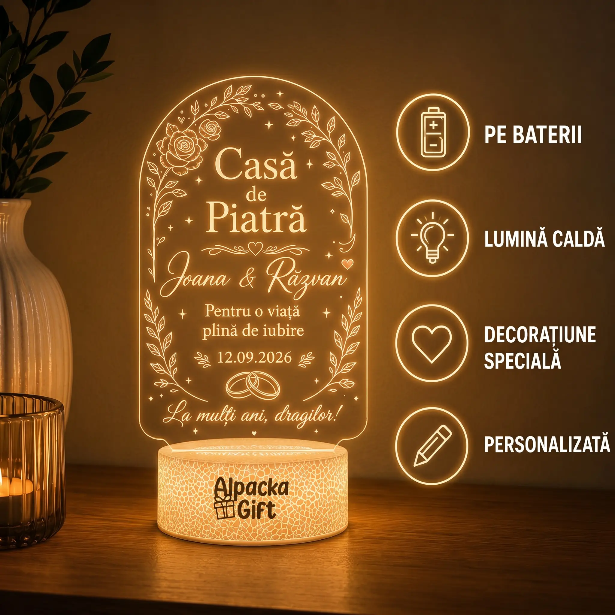 Lampă 3D Casă de Piatră Miri [3]