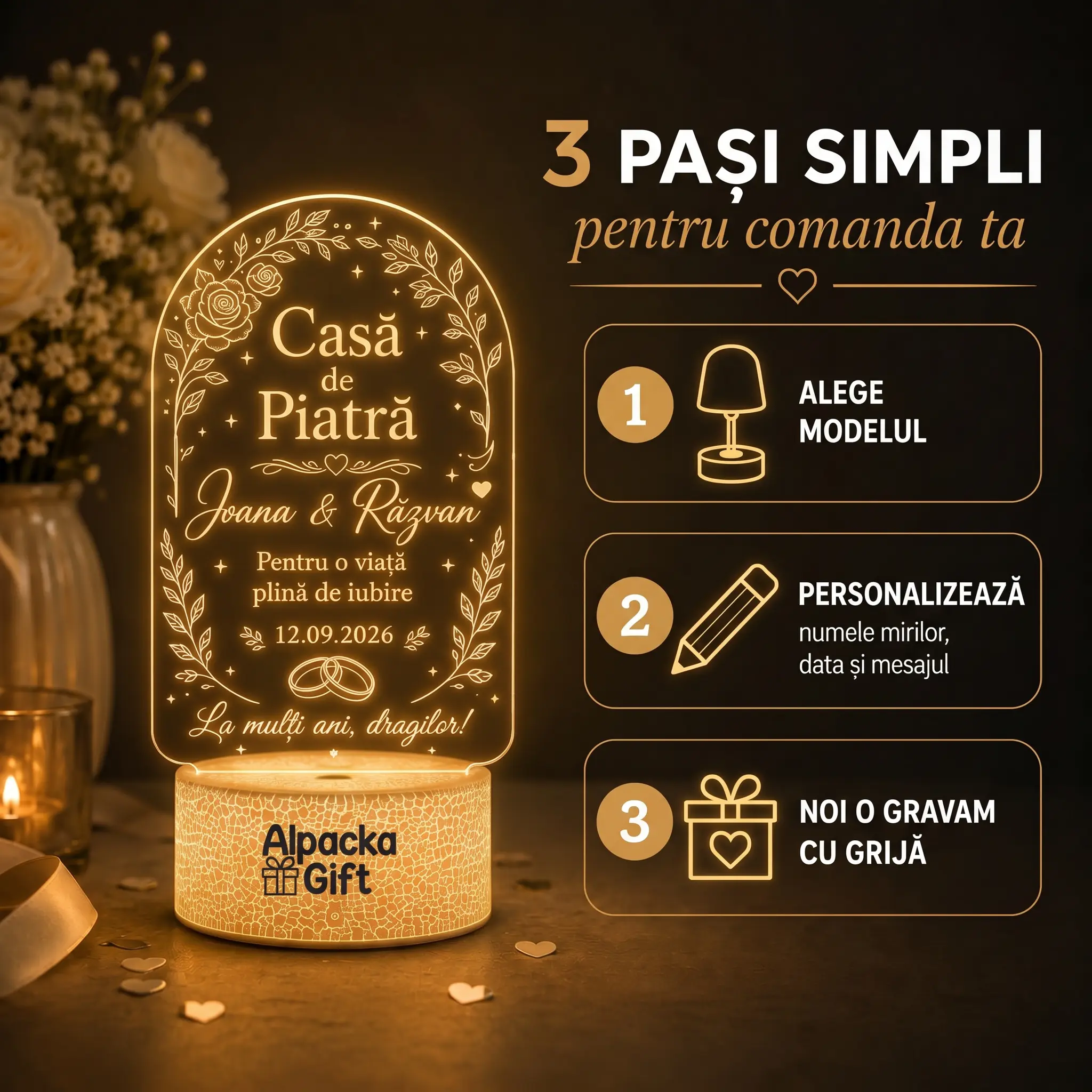 Lampă 3D Casă de Piatră Miri [4]
