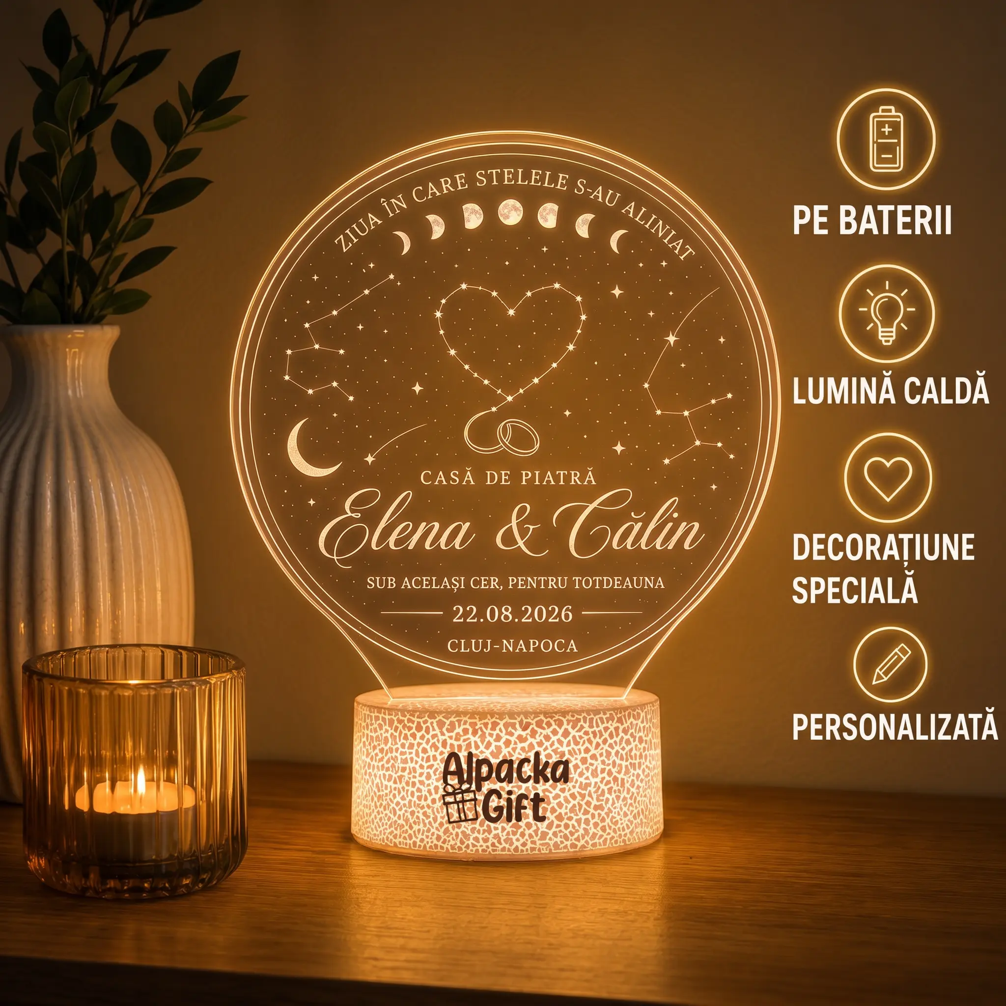 Lampă 3D Nuntă sub Același Cer [4]