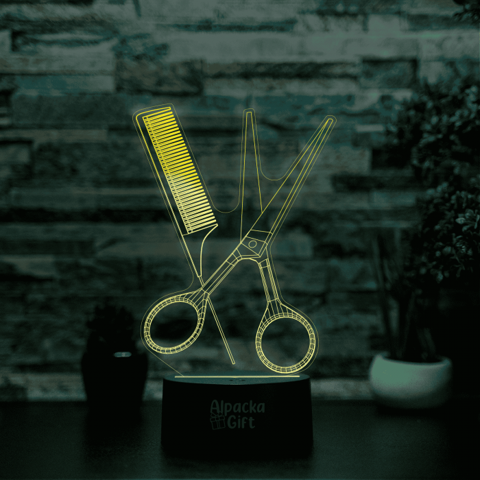 Lampă 3D - Foarfeca si Pieptan [3]