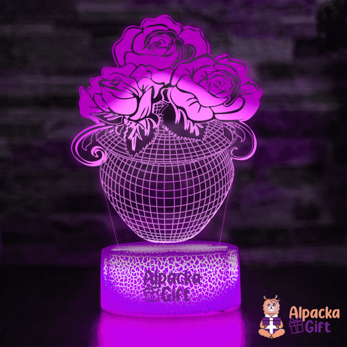 Lampă 3D - Ghiveci cu Flori [4]