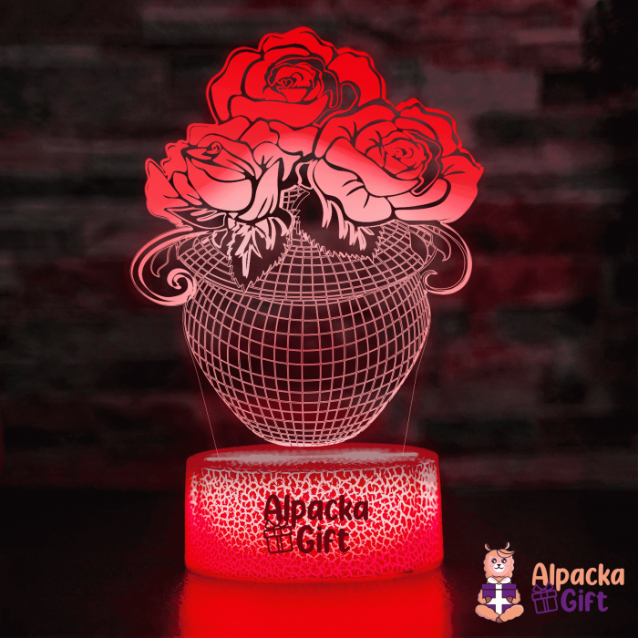 Lampă 3D - Ghiveci cu Flori [3]