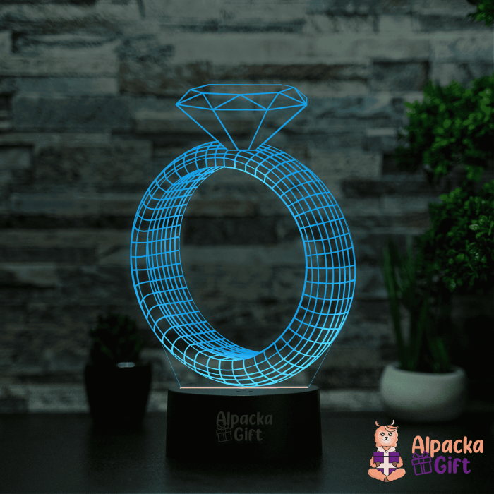 Lampă 3D - Inel cu Diamant [4]