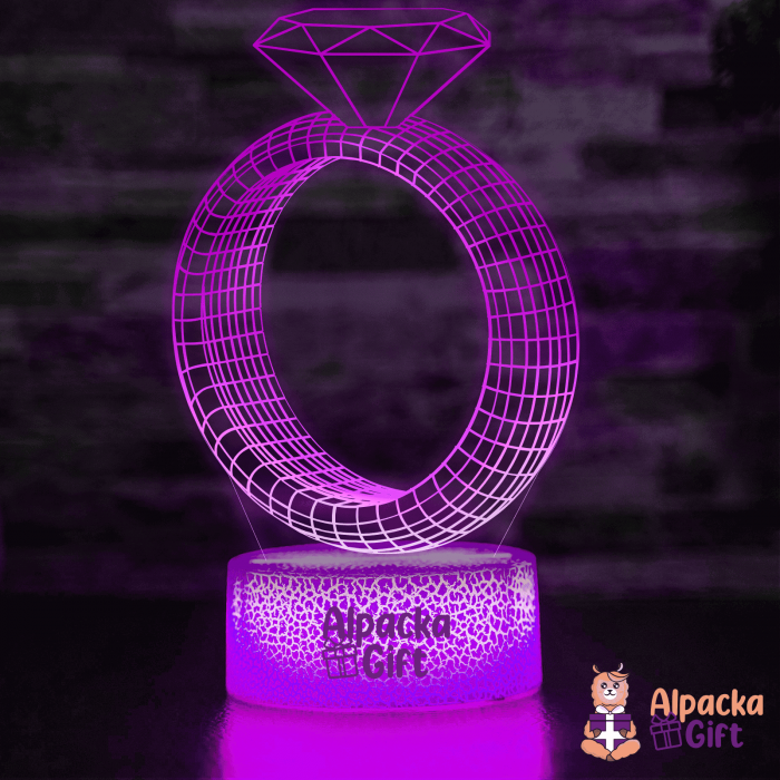 Lampă 3D - Inel cu Diamant [4]
