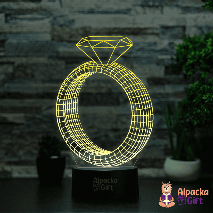 Lampă 3D - Inel cu Diamant [5]