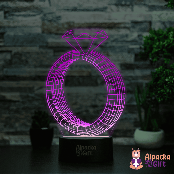 Lampă 3D - Inel cu Diamant [3]