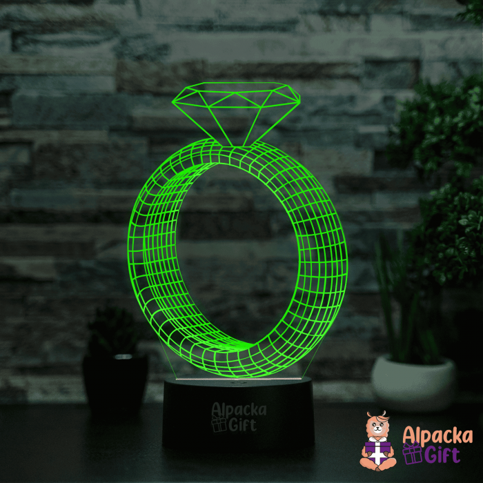 Lampă 3D - Inel cu Diamant [2]