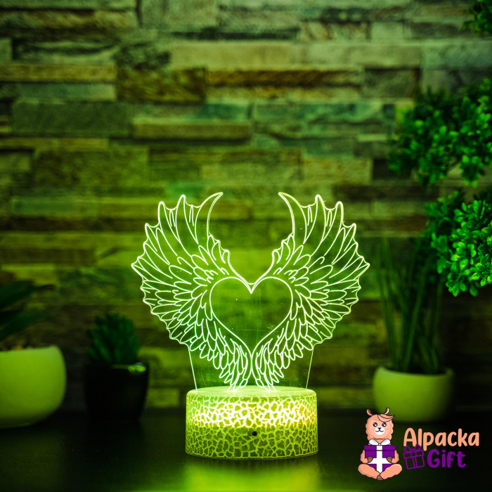 Lampă 3D Inimă cu Aripi [3]