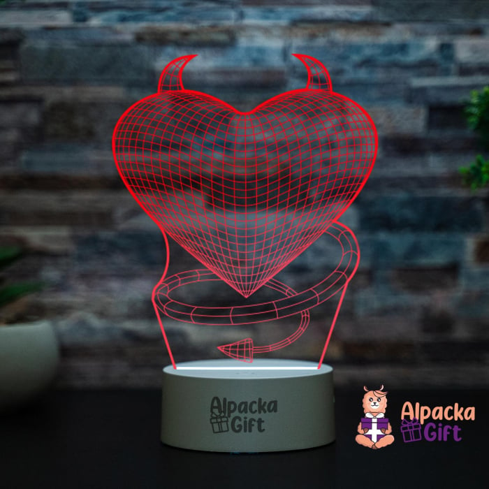 Lampa 3D Inima Cu Coarne [1]