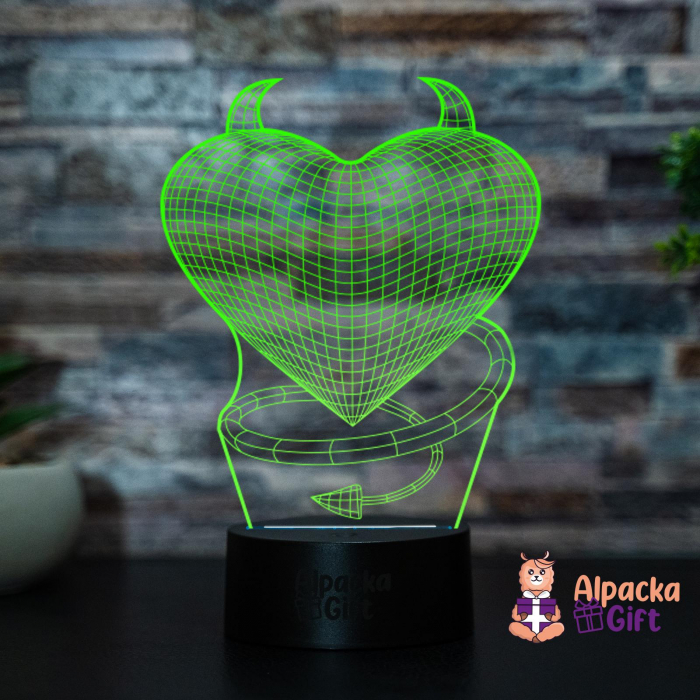 Lampa 3D Inima Cu Coarne [3]