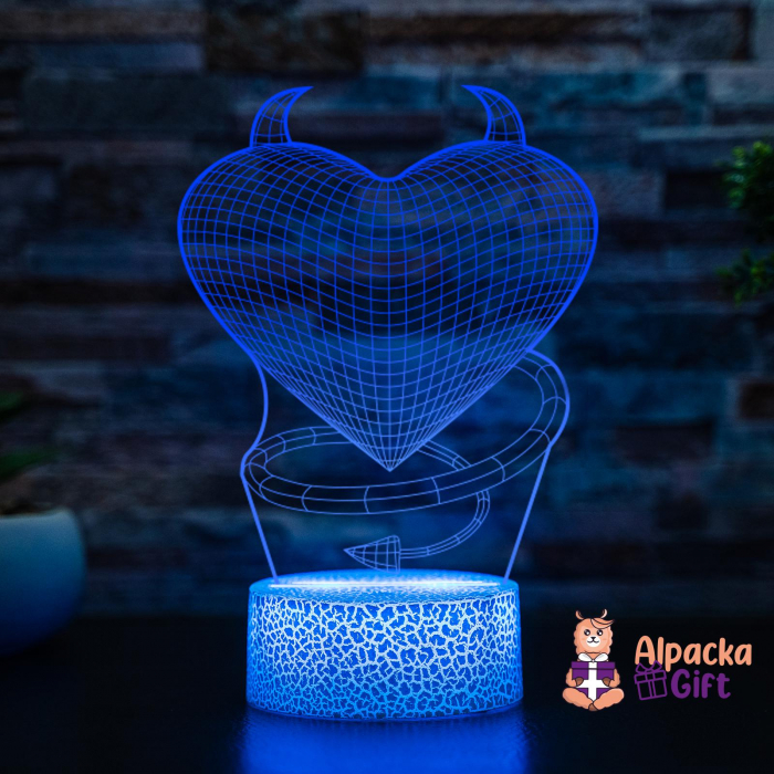 Lampa 3D Inima Cu Coarne [3]